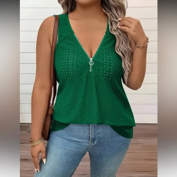 Pink Sleeveless Top with Zipper Detail